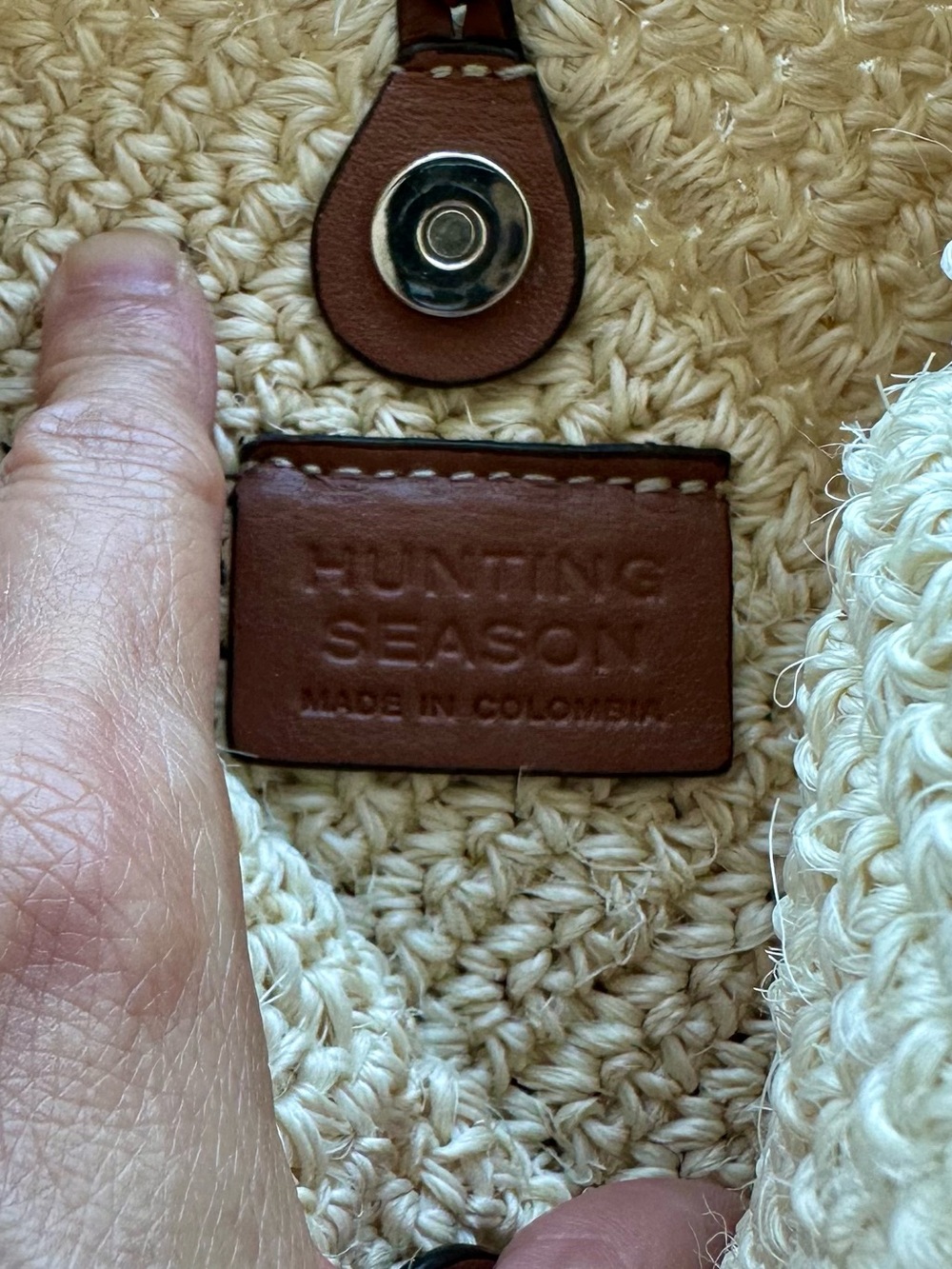Hunting Season Small Origami Raffia Bag Natural Cognac - Picture 6 of 8